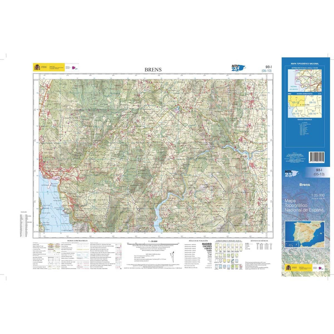 Carte topographique de l'Espagne n° 0093.1 - Brens | CNIG - 1/25 000 carte pliée CNIG 