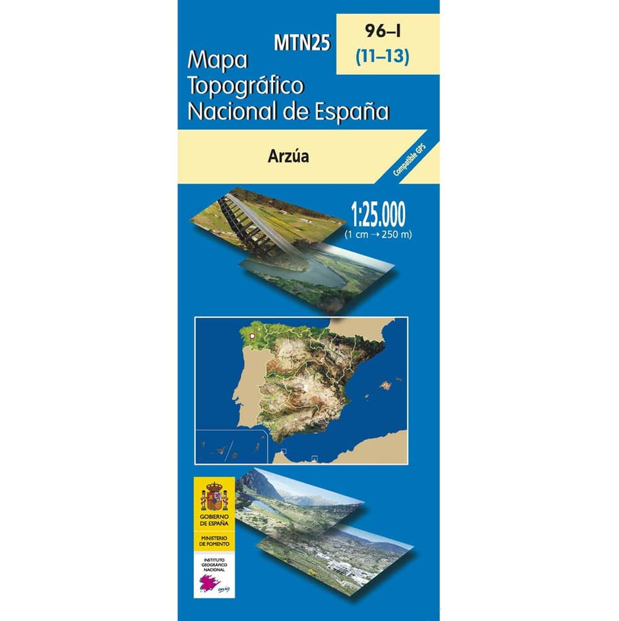 Carte topographique de l'Espagne n° 0096.1 - Arzúa | CNIG - 1/25 000 carte pliée CNIG 