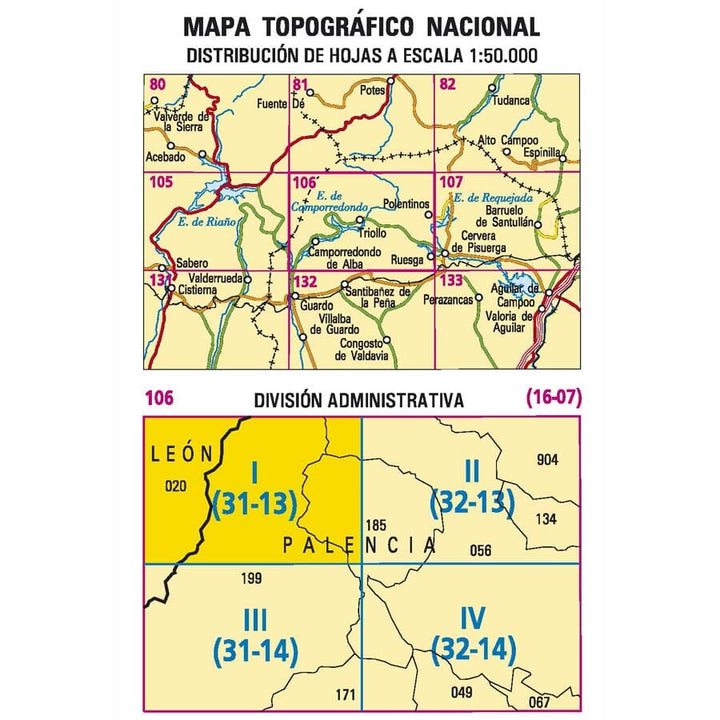 Carte topographique de l'Espagne n° 0106.1 - Valverde de la Sierra | CNIG - 1/25 000 carte pliée CNIG 