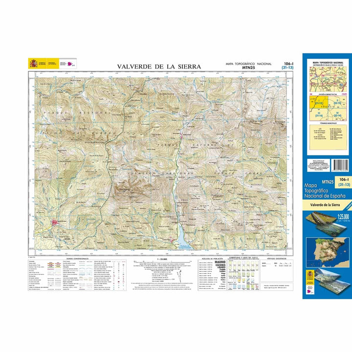 Carte topographique de l'Espagne n° 0106.1 - Valverde de la Sierra | CNIG - 1/25 000 carte pliée CNIG 