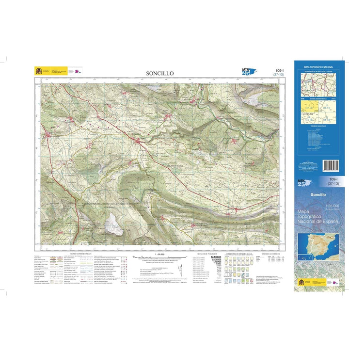 Carte topographique de l'Espagne n° 0109.1 - Soncillo | CNIG - 1/25 000 carte pliée CNIG 