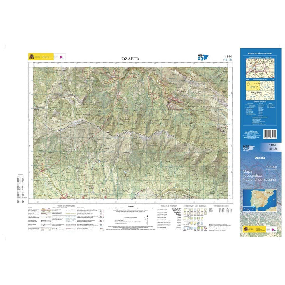 Carte topographique de l'Espagne n° 0113.1 - Ozaeta | CNIG - 1/25 000 carte pliée CNIG 