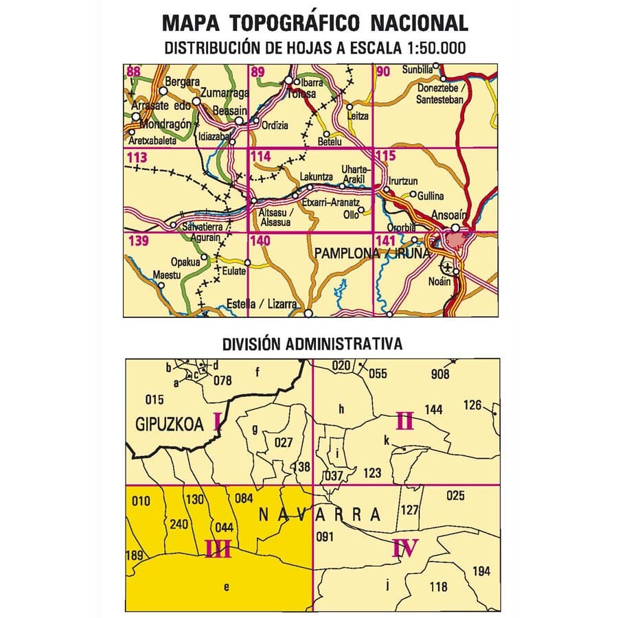 Carte topographique de l'Espagne n° 0114.3 - Altsasu/Altsasua | CNIG - 1/25 000 carte pliée CNIG 