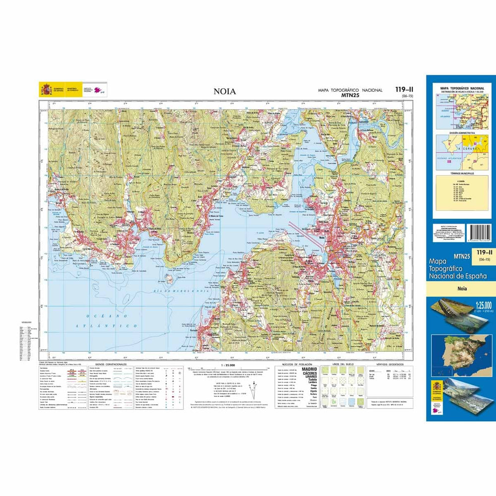 Carte topographique de l'Espagne n° 0119.2 - Noia | CNIG - 1/25 000 carte pliée CNIG 