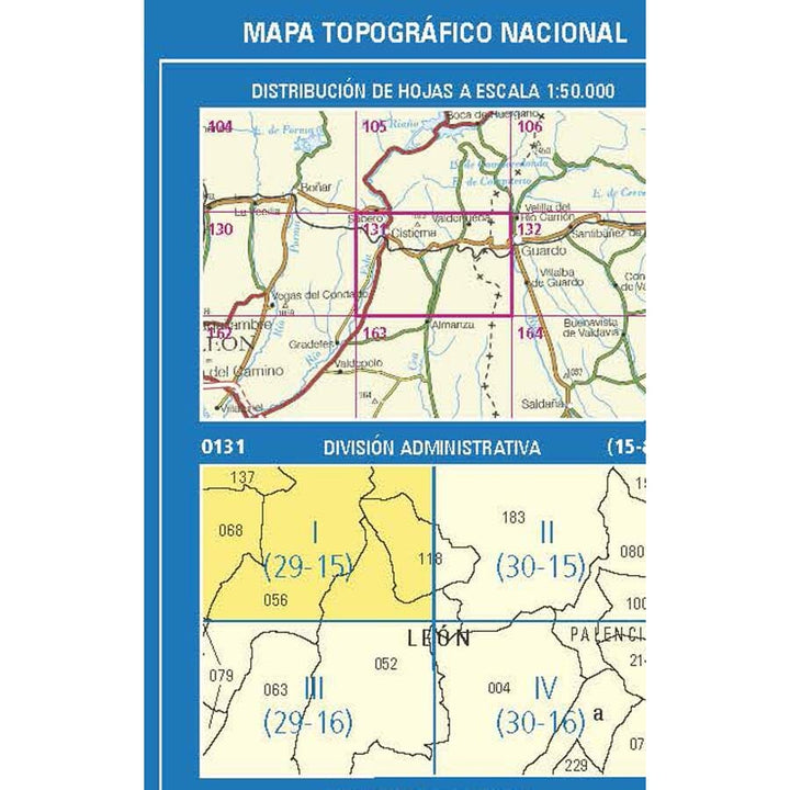 Carte topographique de l'Espagne n° 0131.1 - Cistierna | CNIG - 1/25 000 carte pliée CNIG 