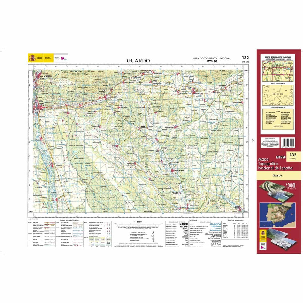 Carte topographique de l'Espagne n° 0132 - Guardo | CNIG - 1/50 000 carte pliée CNIG 