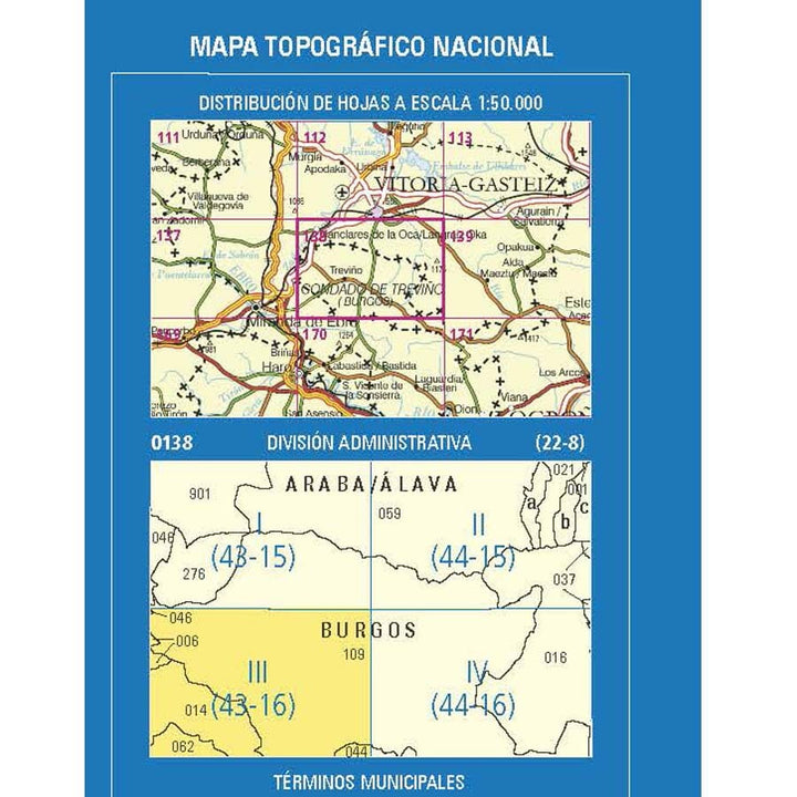 Carte topographique de l'Espagne n° 0138.3 - Treviño | CNIG - 1/25 000 carte pliée CNIG 