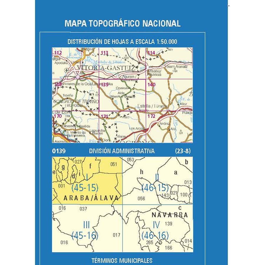 Carte topographique de l'Espagne n° 0139.1 - Gauna | CNIG - 1/25 000 carte pliée CNIG 