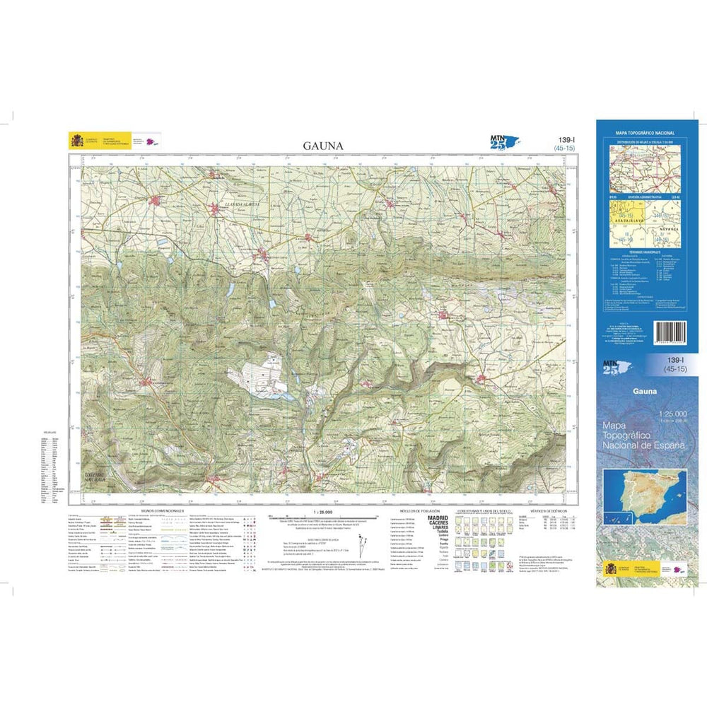 Carte topographique de l'Espagne n° 0139.1 - Gauna | CNIG - 1/25 000 carte pliée CNIG 