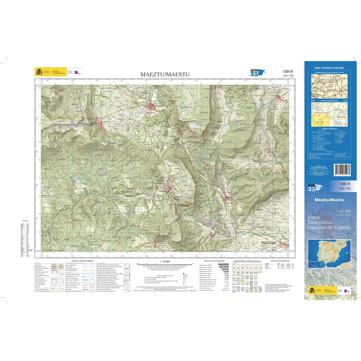 Carte topographique de l'Espagne n° 0139.3 - Maeztu/Maestu | CNIG - 1/25 000 carte pliée CNIG 