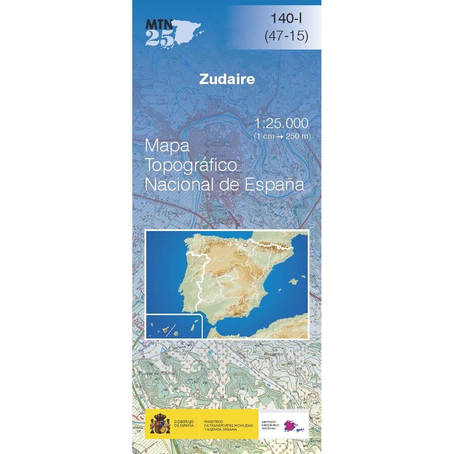 Carte topographique de l'Espagne n° 0140.1 - Zudaire | CNIG - 1/25 000 carte pliée CNIG 