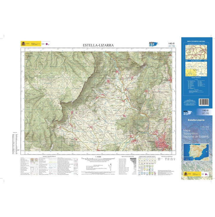 Carte topographique de l'Espagne n° 0140.3 - Estella-Lizarra | CNIG - 1/25 000 carte pliée CNIG 