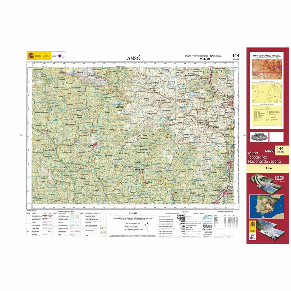 Carte topographique de l'Espagne n° 0144 - Ansó | CNIG - 1/50 000 carte pliée CNIG 