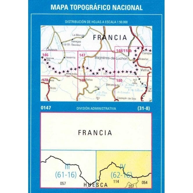 Carte topographique de l'Espagne n° 0147.4 - Bachimala | CNIG - 1/25 000 carte pliée CNIG 