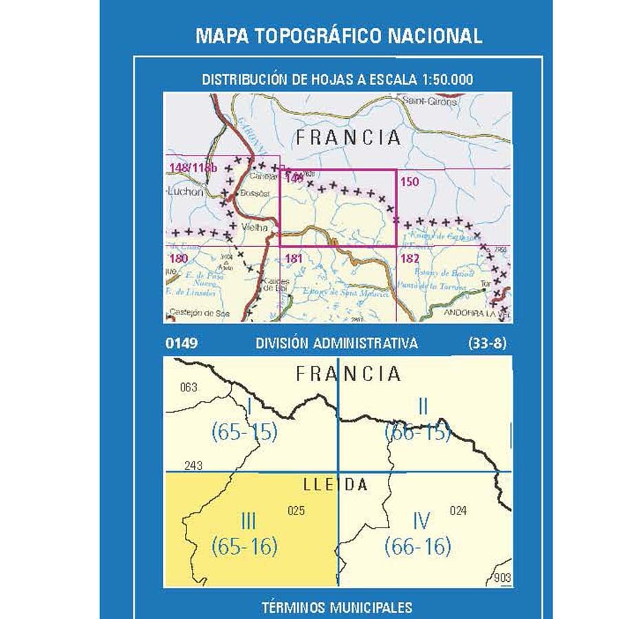 Carte topographique de l'Espagne n° 0149.3 - Salardú | CNIG - 1/25 000 carte pliée CNIG 