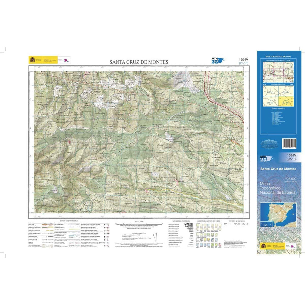 Carte topographique de l'Espagne n° 0159.4 - Santa Cruz de Montes (Gran Canaria) | CNIG - 1/25 000 carte pliée CNIG 