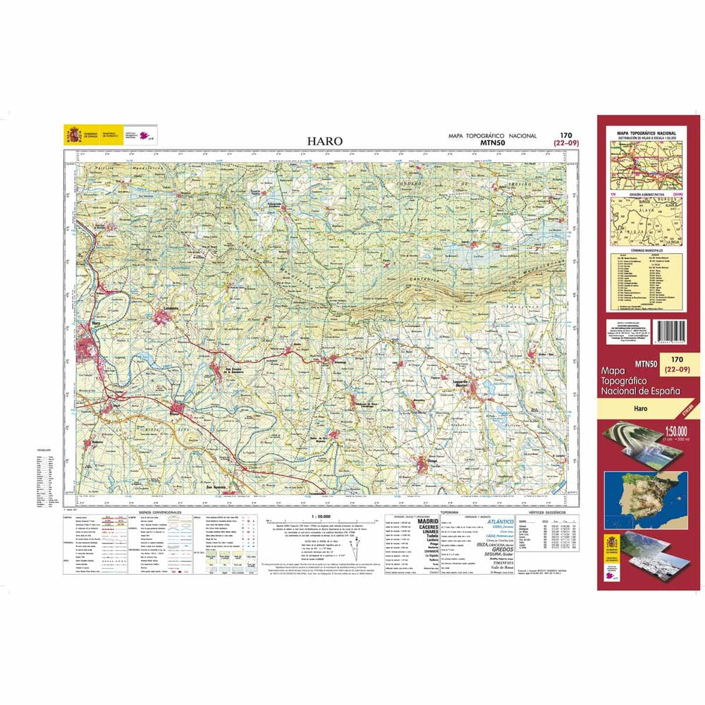 Carte topographique de l'Espagne n° 0170 - Haro | CNIG - 1/50 000 carte pliée CNIG 