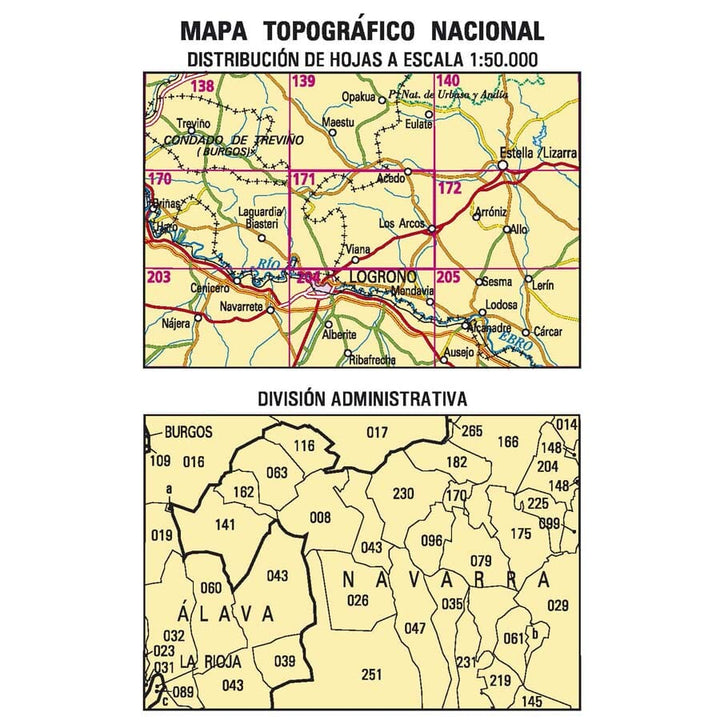 Carte topographique de l'Espagne n° 0171 - Viana | CNIG - 1/50 000 carte pliée CNIG 