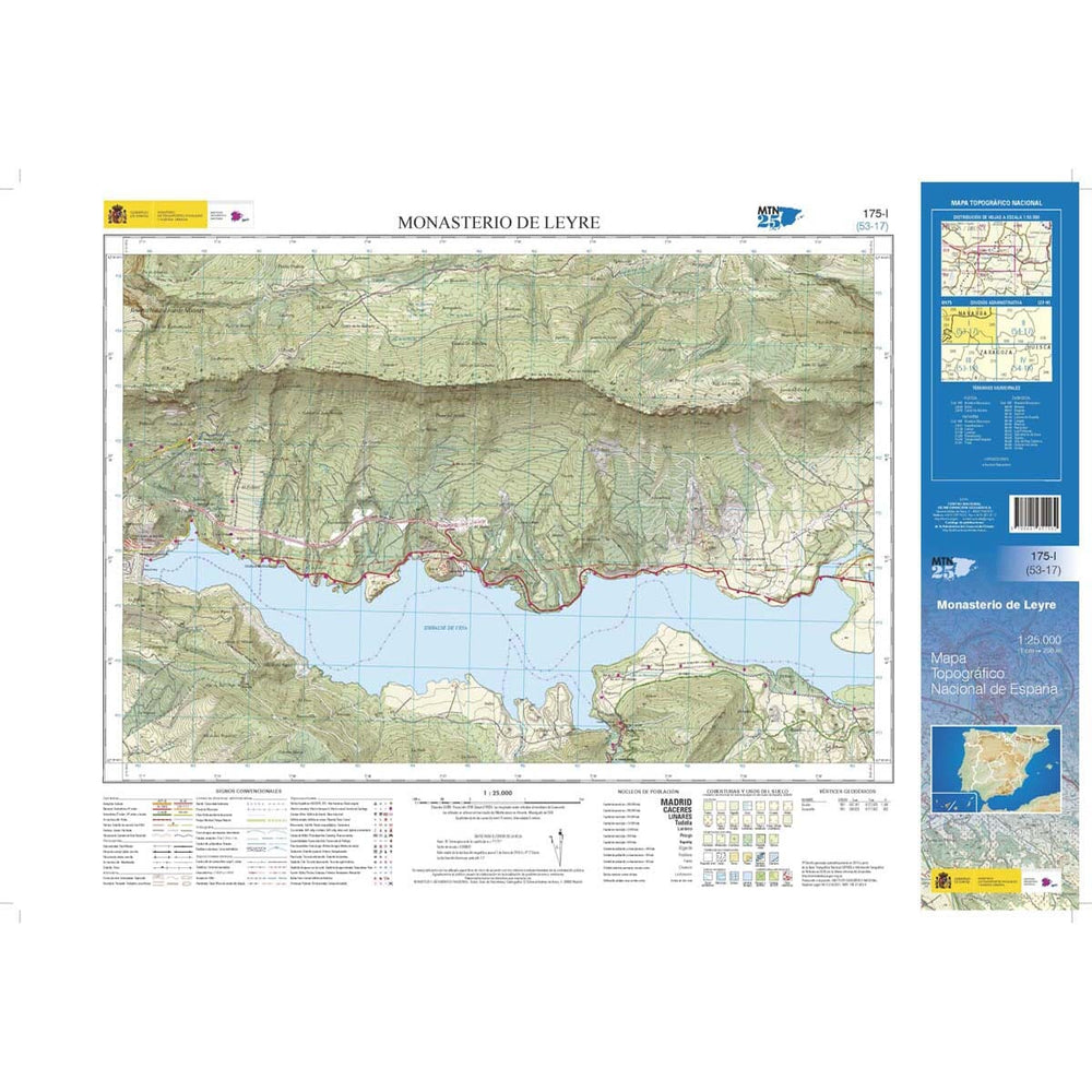 Carte topographique de l'Espagne n° 0175.1 - Monasterio De Leyre | CNIG - 1/25 000 carte pliée CNIG 