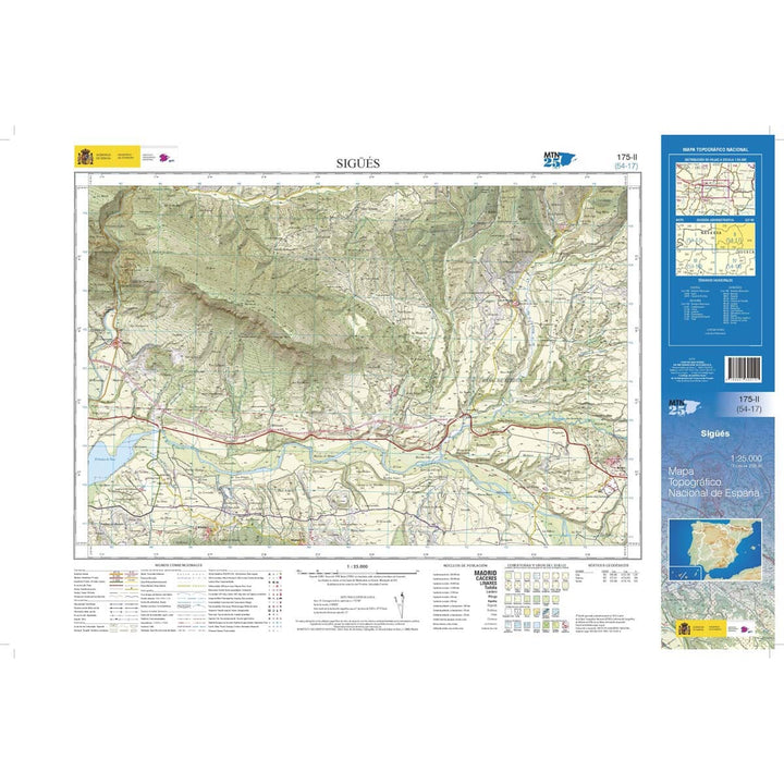 Carte topographique de l'Espagne n° 0175.2 - Sigüés | CNIG - 1/25 000 carte pliée CNIG 