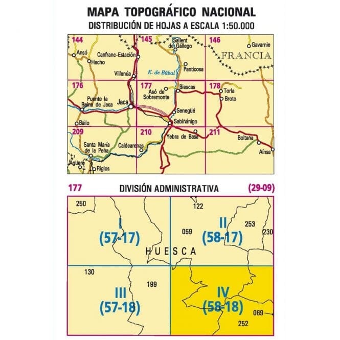 Carte topographique de l'Espagne n° 0177.4 - Senegüé | CNIG - 1/25 000 carte pliée CNIG 