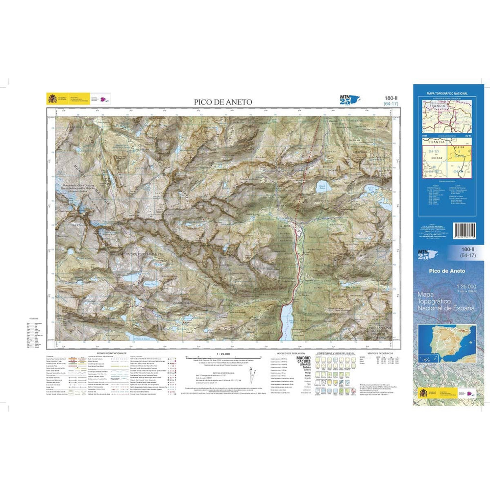 Carte topographique de l'Espagne n° 0180.2 - Pico de Aneto | CNIG - 1/25 000 carte pliée CNIG 