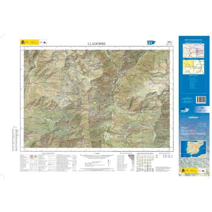 Carte topographique de l'Espagne n° 0182.1 - Lladorre | CNIG - 1/25 000 carte pliée CNIG 