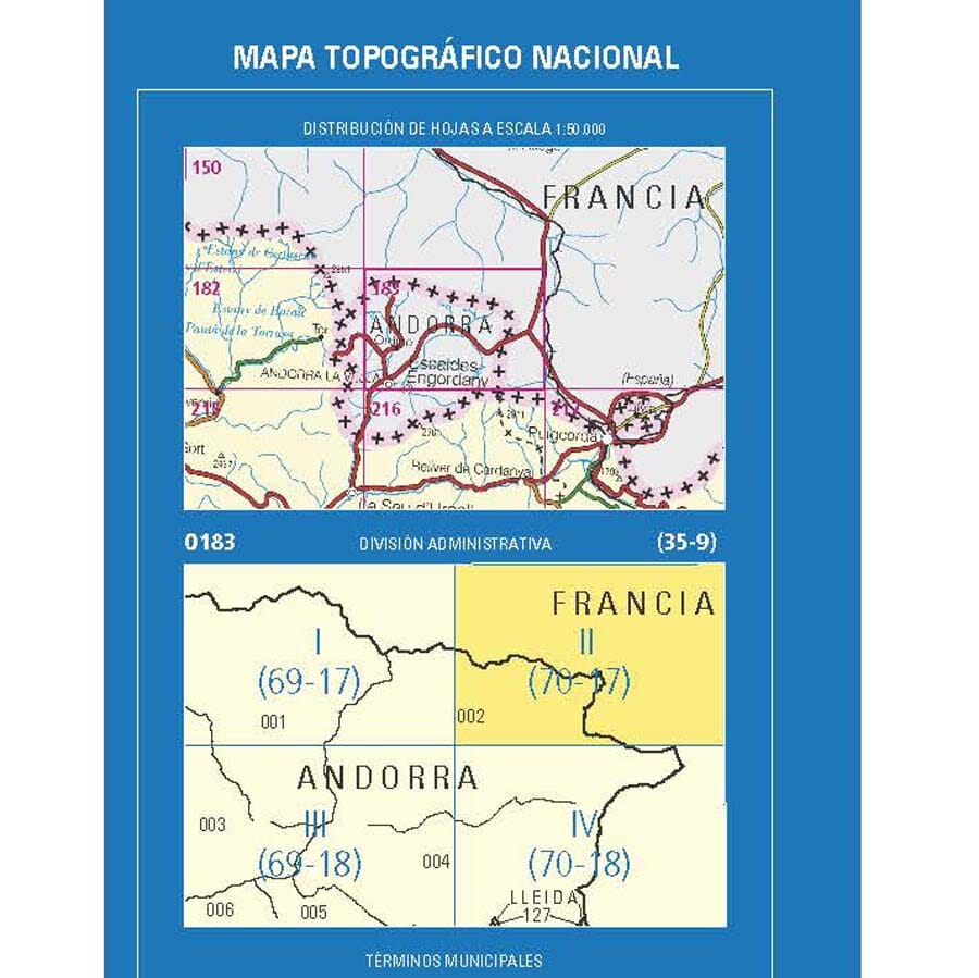 Carte topographique de l'Espagne n° 0183.2 - Incles | CNIG - 1/25 000 carte pliée CNIG 