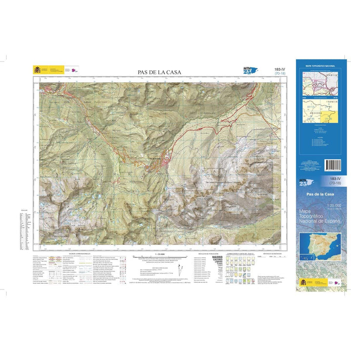 Carte topographique de l'Espagne n° 0183.4 - Pas de la Casa | CNIG - 1/25 000 carte pliée CNIG 