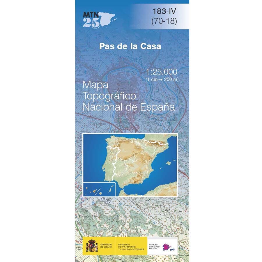 Carte topographique de l'Espagne n° 0183.4 - Pas de la Casa | CNIG - 1/25 000 carte pliée CNIG 