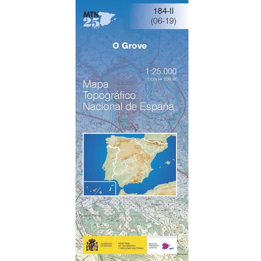 Carte topographique de l'Espagne n° 0184.2 - O Grove | CNIG - 1/25 000 carte de randonnée CNIG 