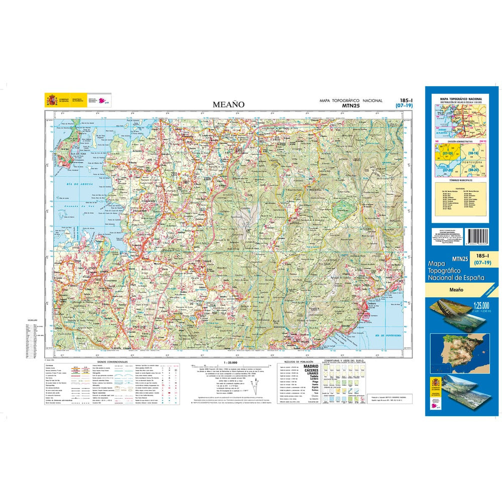 Carte topographique de l'Espagne n° 0185.1 - Meaño | CNIG - 1/25 000 carte pliée CNIG 