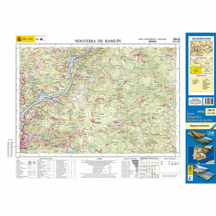 Carte topographique de l'Espagne n° 0188.3 - NogueiradeRamuín | CNIG - 1/25 000 carte pliée CNIG 