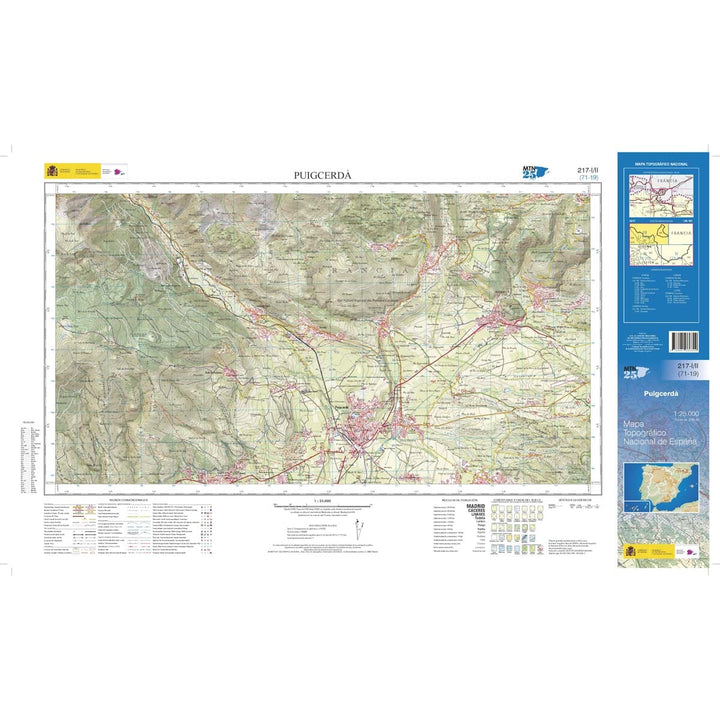 Carte topographique de l'Espagne n° 0217.1 /0217.2- Puigcerdà | CNIG - 1/25 000 carte de randonnée CNIG 