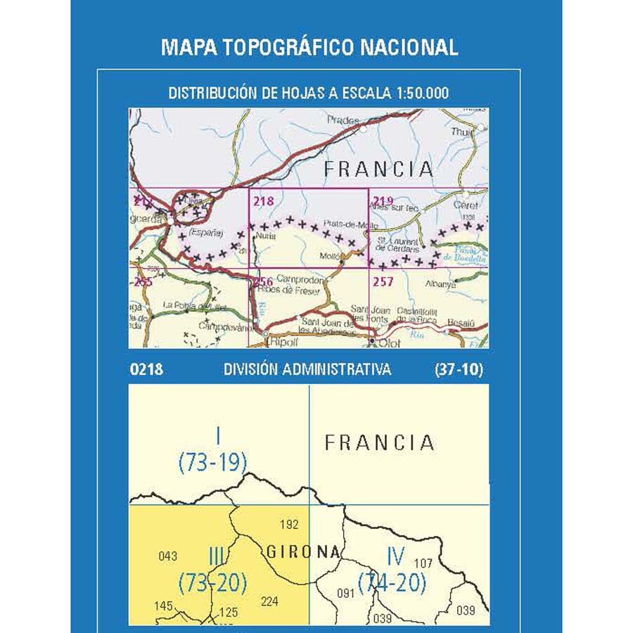 Carte topographique de l'Espagne n° 0218.3 - Setcases | CNIG - 1/25 000 carte pliée CNIG 