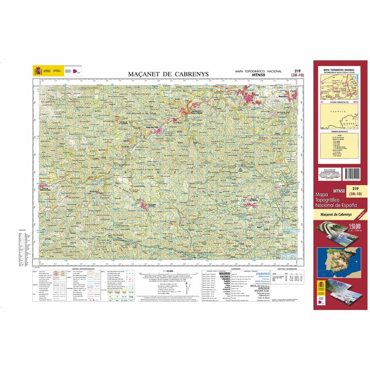 Carte topographique de l'Espagne n° 0219 - Maçanet de Cabrenys | CNIG - 1/50 000 carte pliée CNIG 