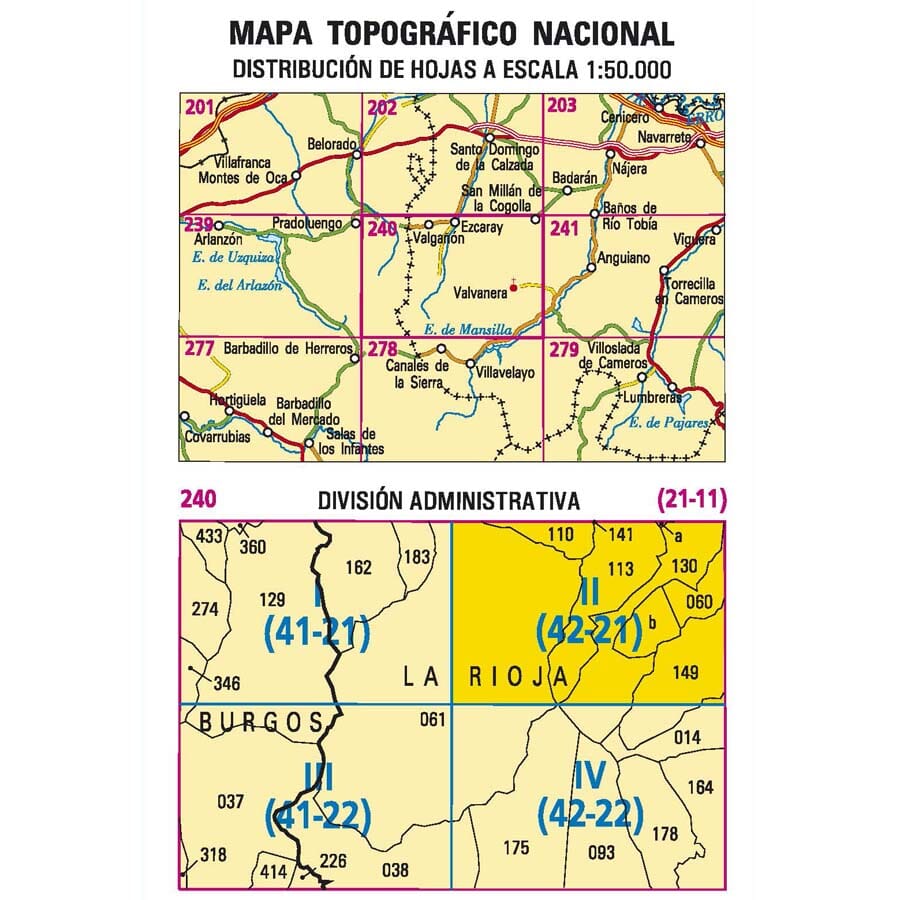 Carte topographique de l'Espagne n° 0240.2 - Ezcaray | CNIG - 1/25 000 carte pliée CNIG 