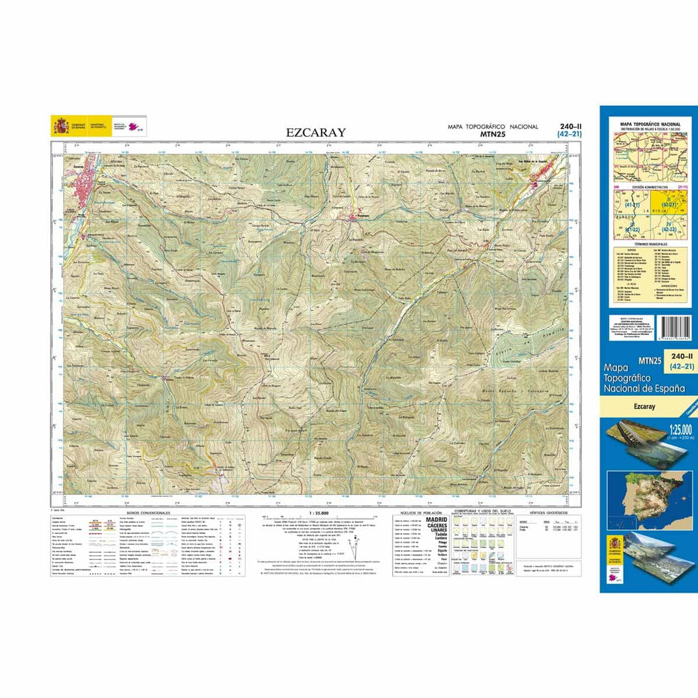 Carte topographique de l'Espagne n° 0240.2 - Ezcaray | CNIG - 1/25 000 carte pliée CNIG 