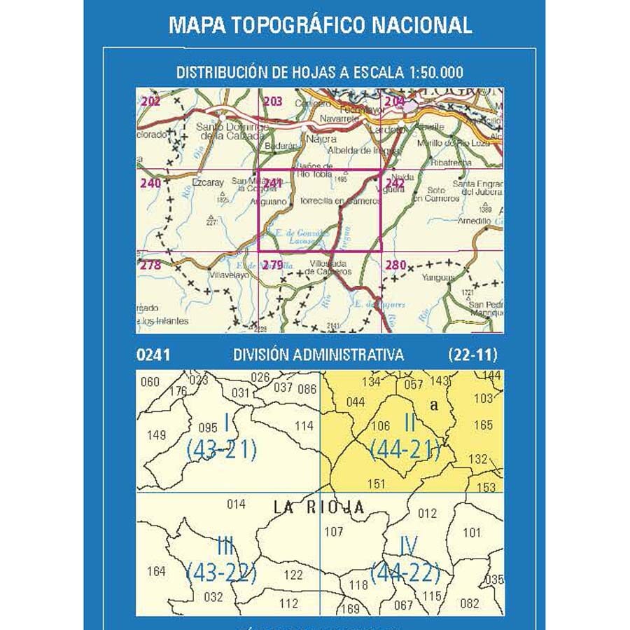 Carte topographique de l'Espagne n° 0241.2 - Torrecilla en Cameros | CNIG - 1/25 000 carte pliée CNIG 