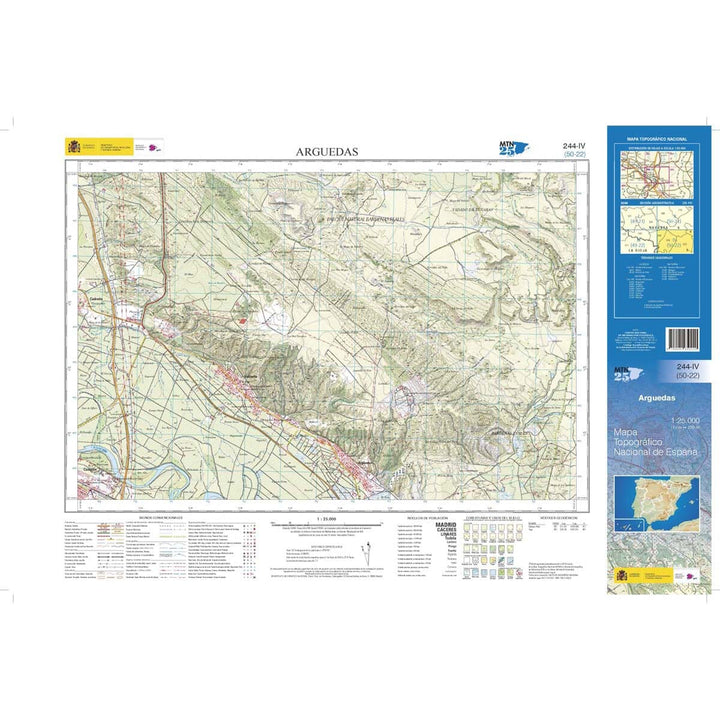 Carte topographique de l'Espagne n° 0244.4 - Arguedas | CNIG - 1/25 000 carte pliée CNIG 