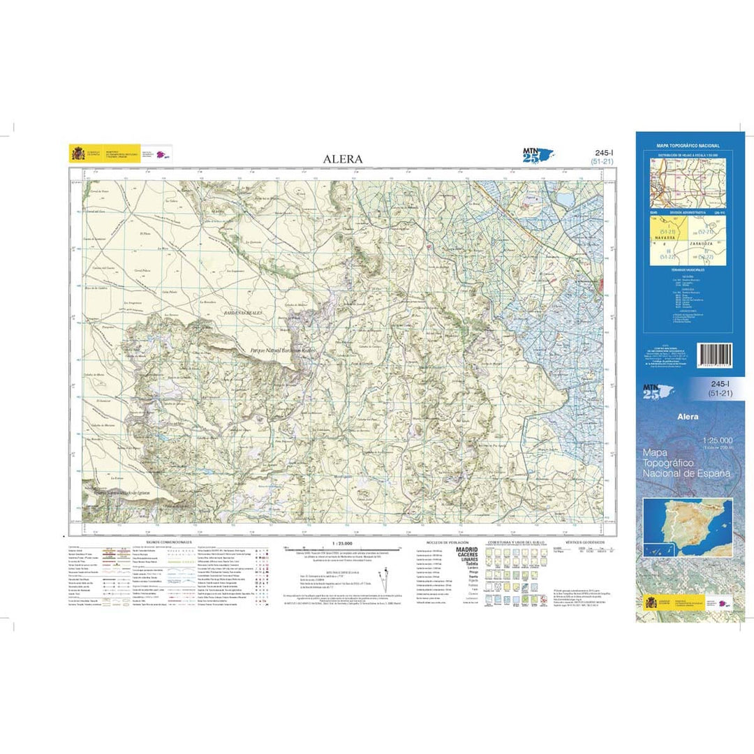 Carte topographique de l'Espagne n° 0.245.1 - Alera | CNIG - 1/25 000 carte pliée CNIG 