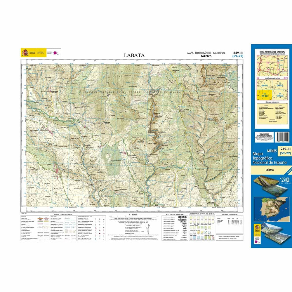 Carte topographique de l'Espagne n° 0249.3 - Labata | CNIG - 1/25 000 carte pliée CNIG 