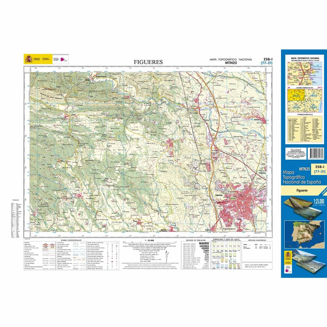 Carte topographique de l'Espagne n° 0258.1 - Figueres | CNIG - 1/25 000 carte pliée CNIG 