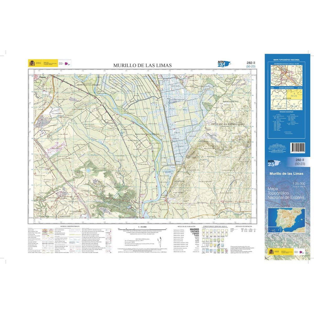 Carte topographique de l'Espagne n° 0282.2 - Murillo De Las Limas | CNIG - 1/25 000 carte pliée CNIG 