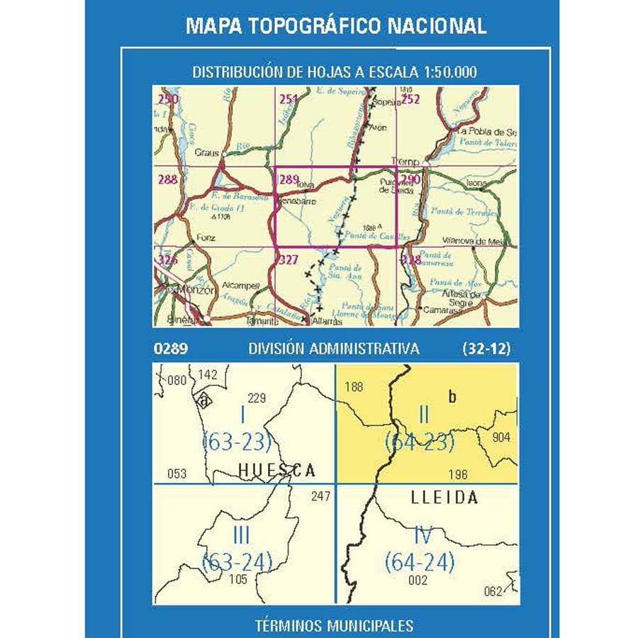 Carte topographique de l'Espagne n° 0289.2 - Puente de Montañana | CNIG - 1/25 000 carte pliée CNIG 