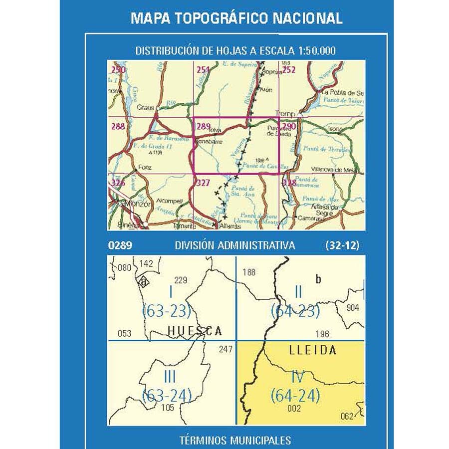 Carte topographique de l'Espagne n° 0289.4 - Agulló | CNIG - 1/25 000 carte pliée CNIG 