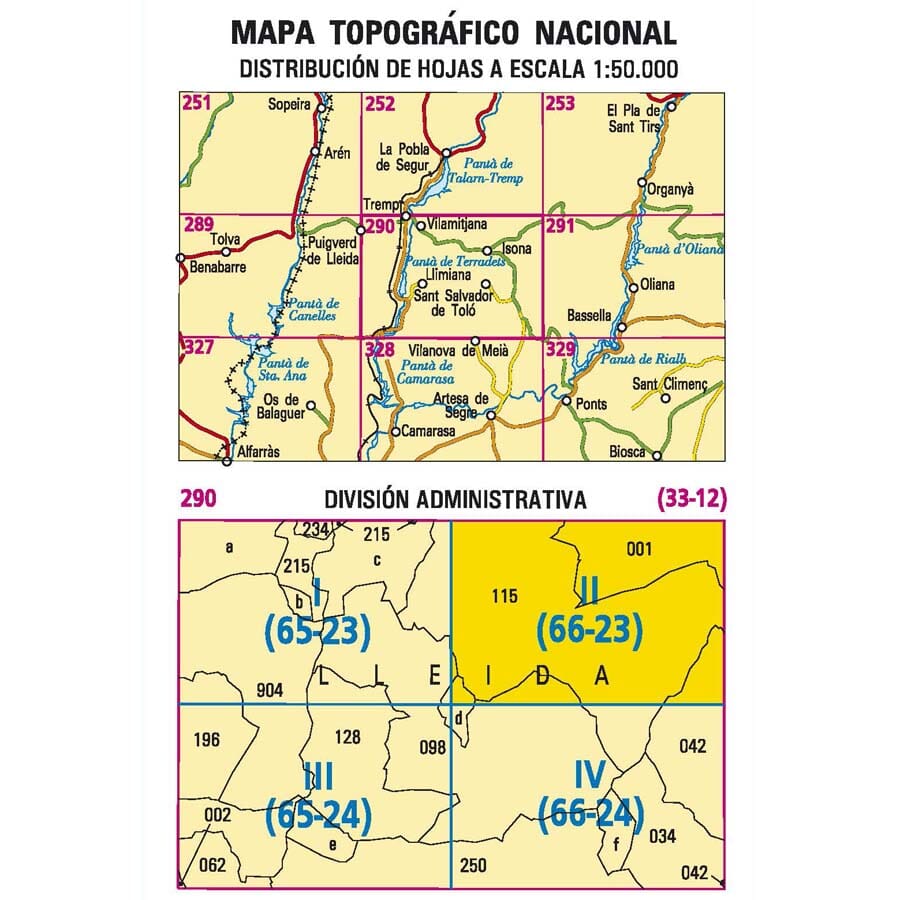 Carte topographique de l'Espagne n° 0290.2 - Isona | CNIG - 1/25 000 carte pliée CNIG 