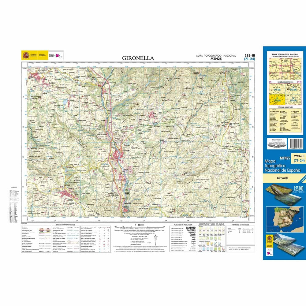 Carte topographique de l'Espagne n° 0293.3 - Gironella | CNIG - 1/25 000 carte pliée CNIG 