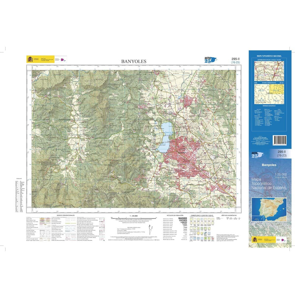 Carte topographique de l'Espagne n° 0295.2 - Banyoles 1/25 | CNIG - 1/25 000 carte pliée CNIG 