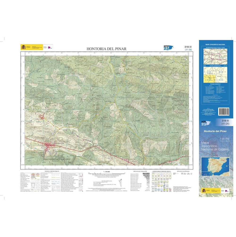 Carte topographique de l'Espagne n° 0316.3 - Hontoria del Pinar | CNIG - 1/25 000 carte pliée CNIG 